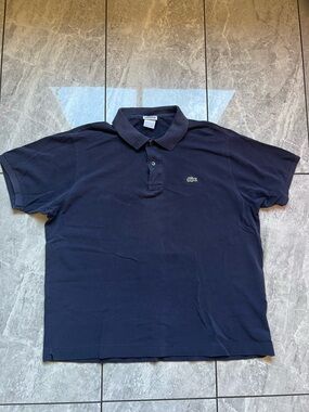 Lacoste Mens Navy 100%Cotton classic pique embroidered green crocodile Polo 2XL